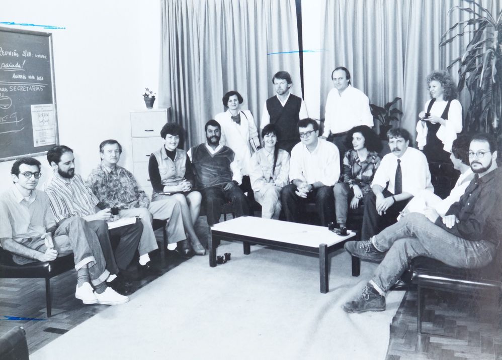 Ney Lazzari e professores em 1987