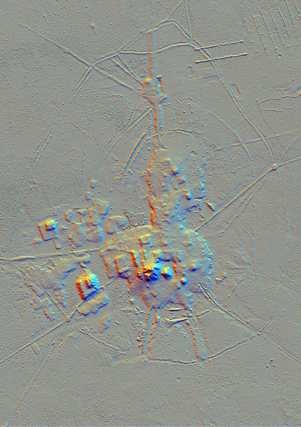 Imagens do Lidar, técnica de mapeamento utilizada pelos pesquisadores para identificar os assentamentos