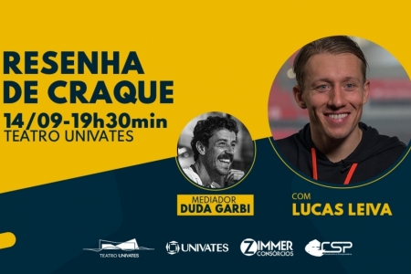 Resenha de Craque: bate-papo com Lucas Leiva, ex-jogador do Grmio, e Duda Garbi acontece em 14 de setembro