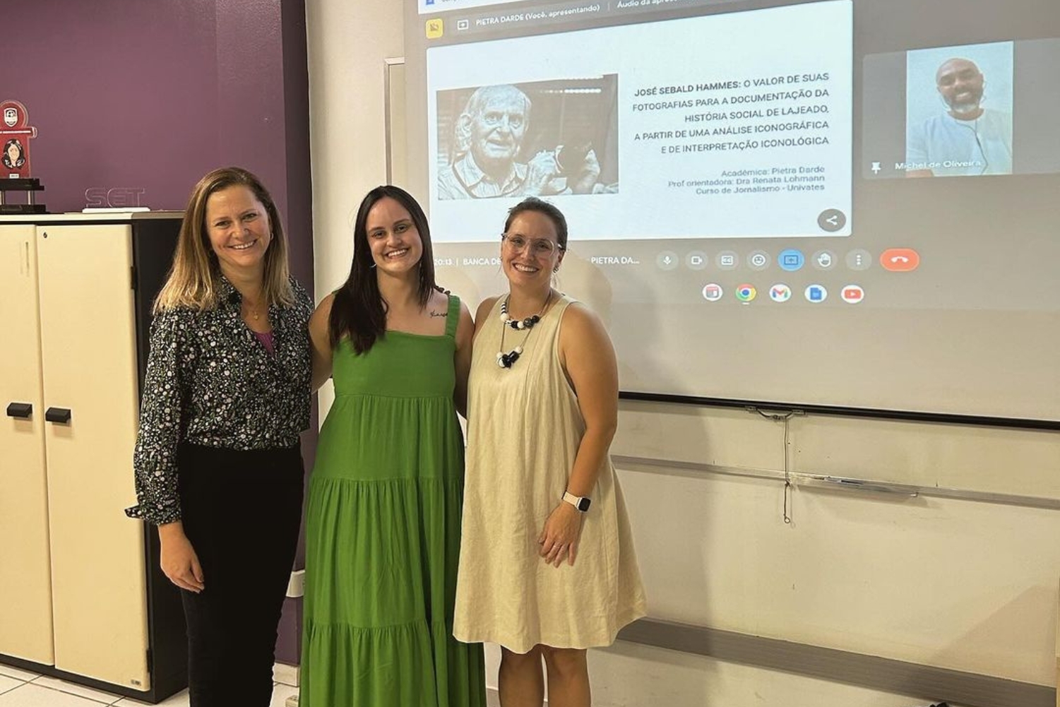 Pietra e banca de avalia��o, composta pela orientadora e pela fot�grafa Lidiane Mallmann